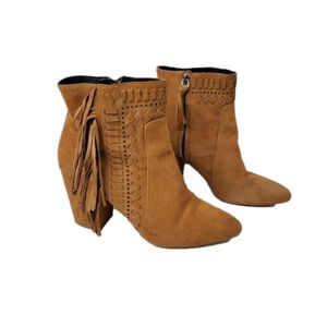 REBECCA Minkoff Ilan fringe Suede heel Booties